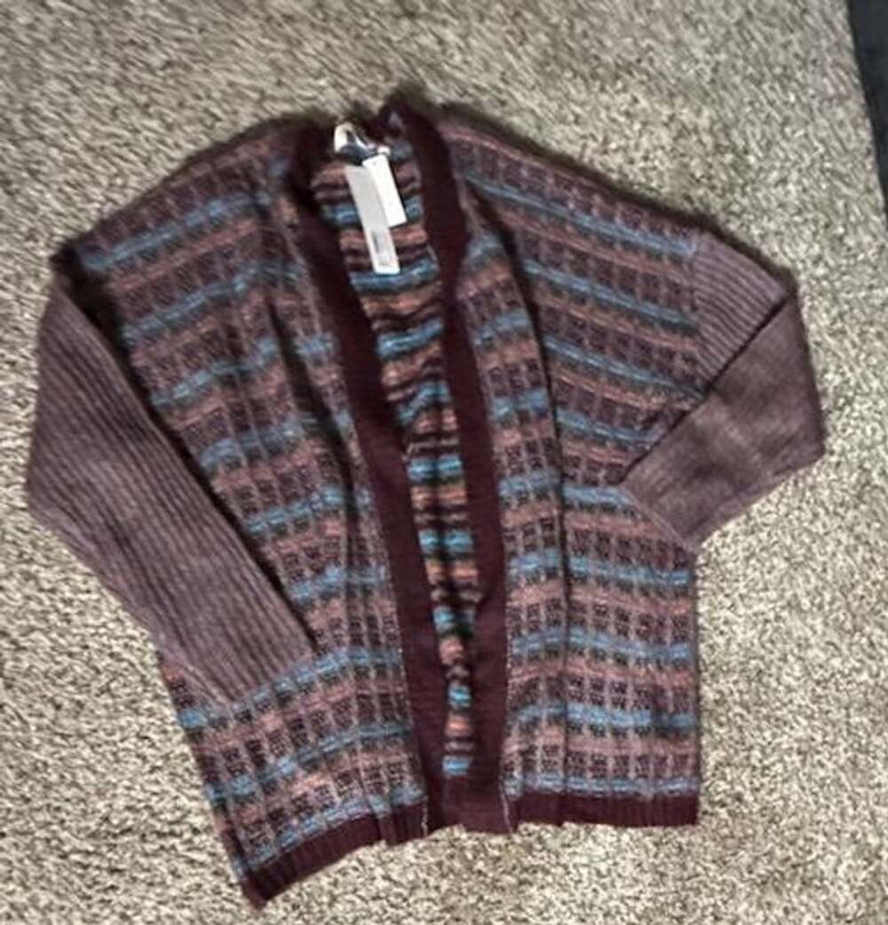 Soft Surroundings Eirene Cardigan One Size Purple Multi Stripe